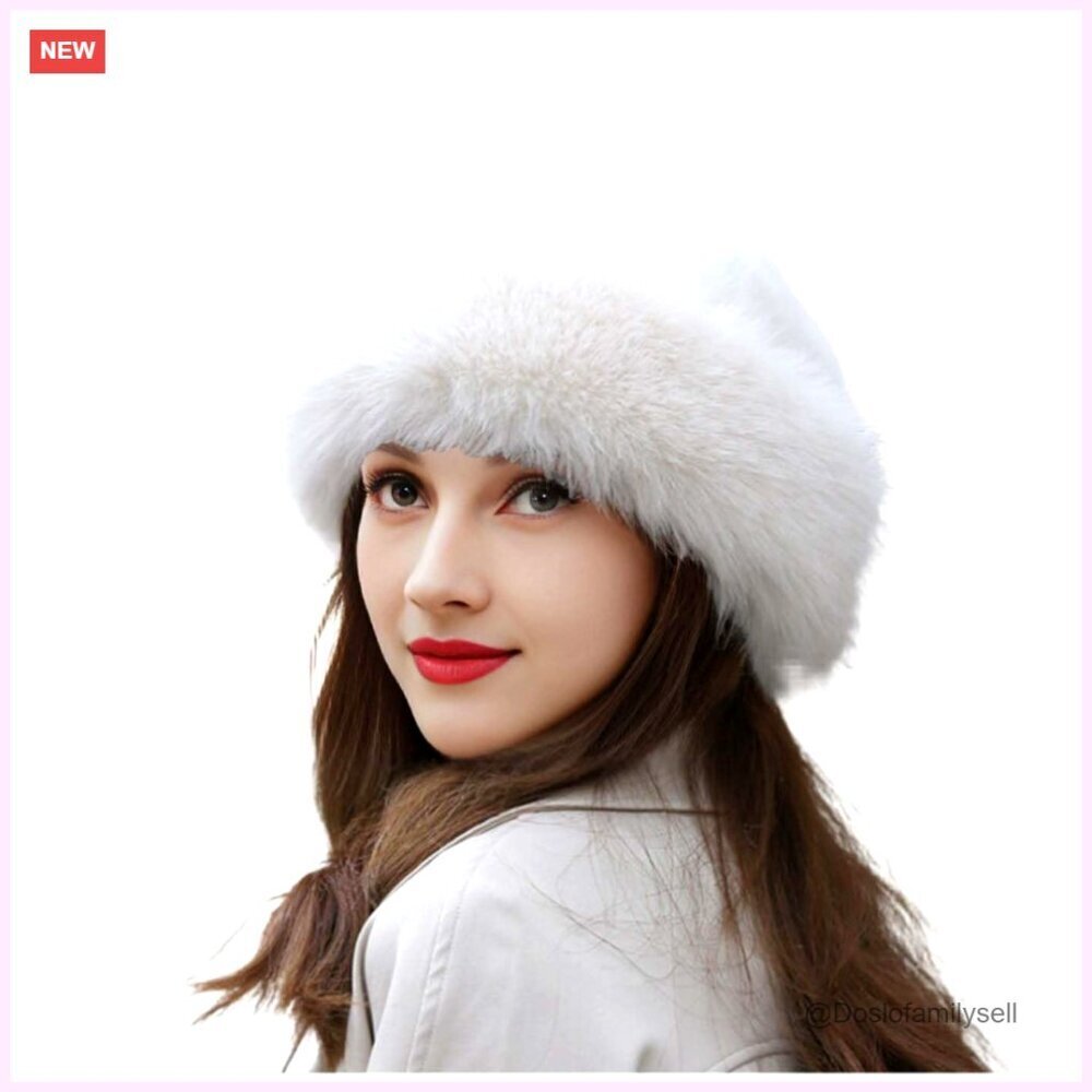 Faux Fur Winter Hat with Ear Protection, Warm Beret Bucket Style